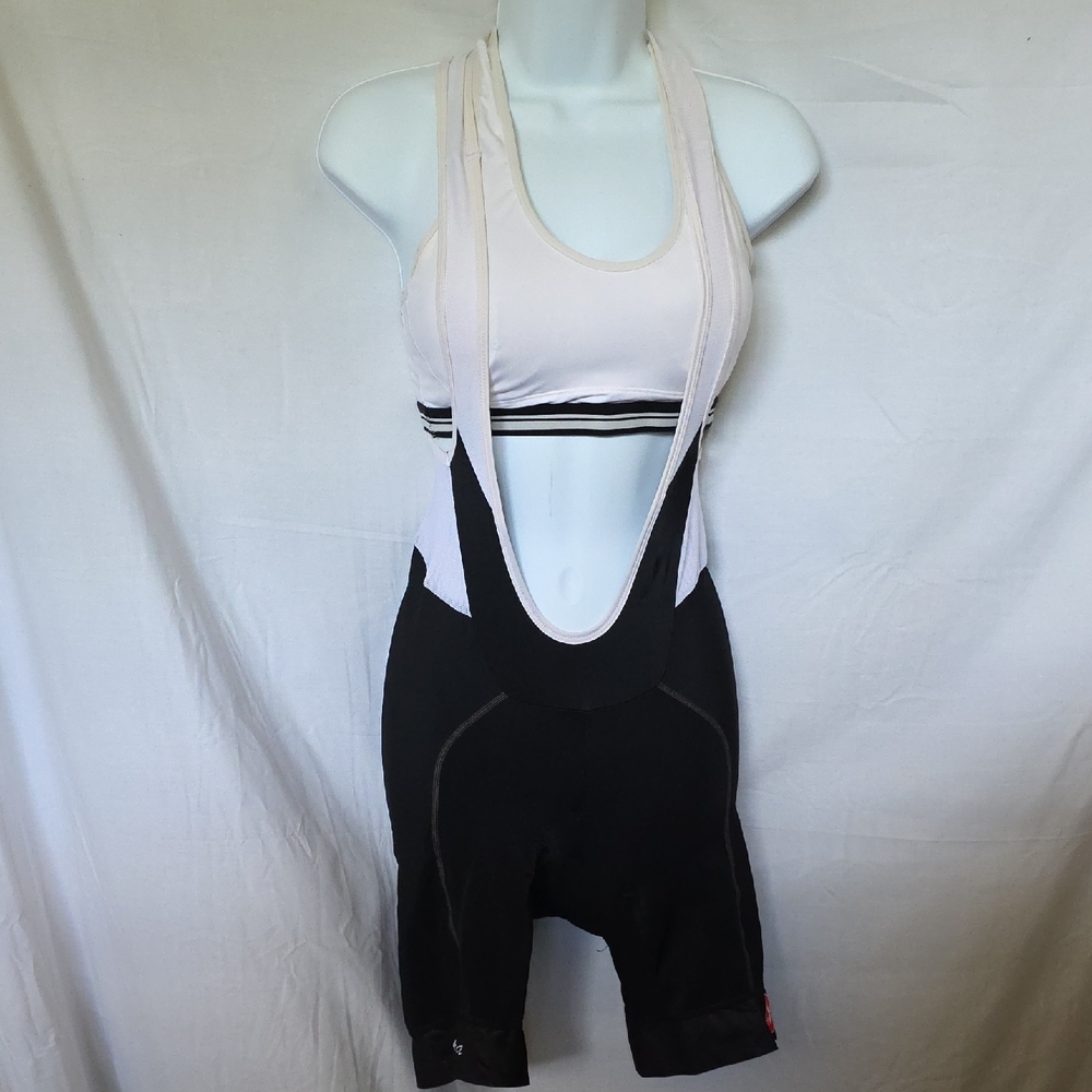 Women’s Black & White Performance Bike Shorts with Bib Straps
